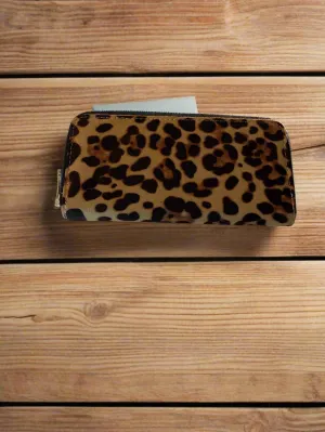 Brown Leopard Print Zipper Wallet