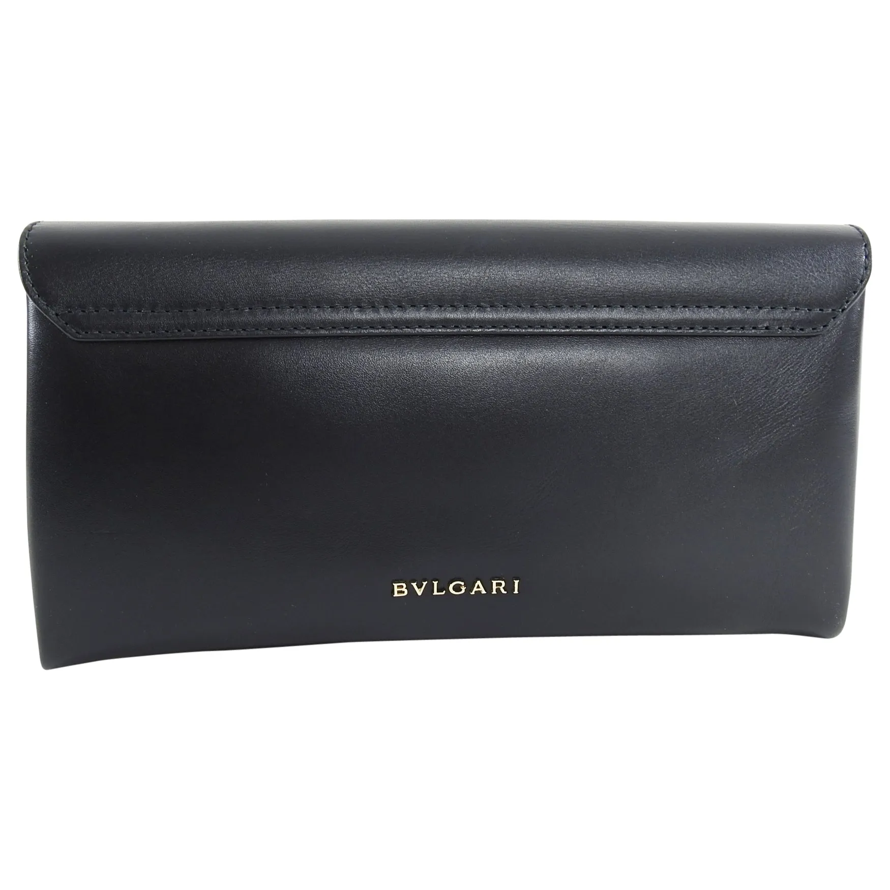 Bulgari Cocktail Serpenti Enamel Snake Black Leather Clutch Bag