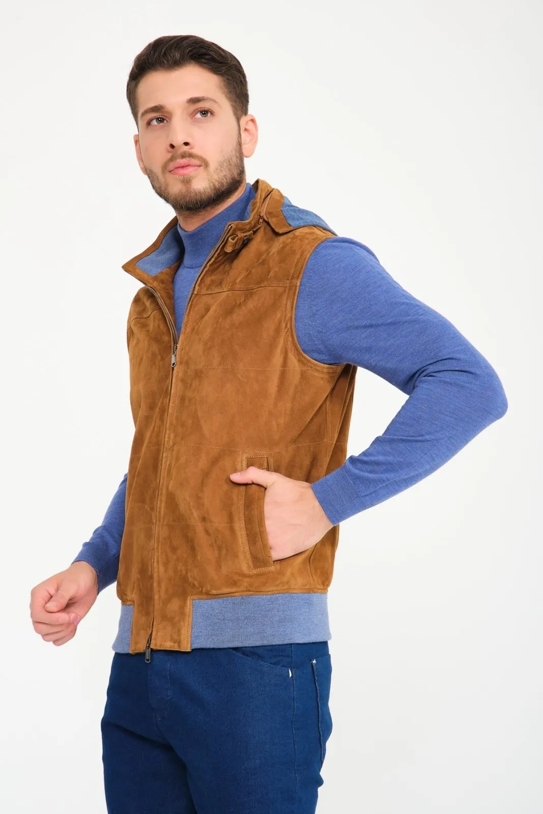 Camel Suede Leather Vest