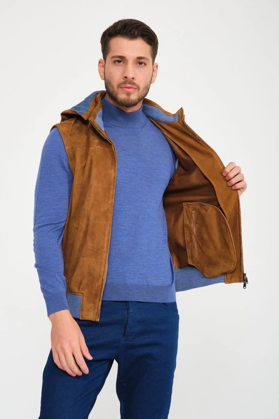Camel Suede Leather Vest