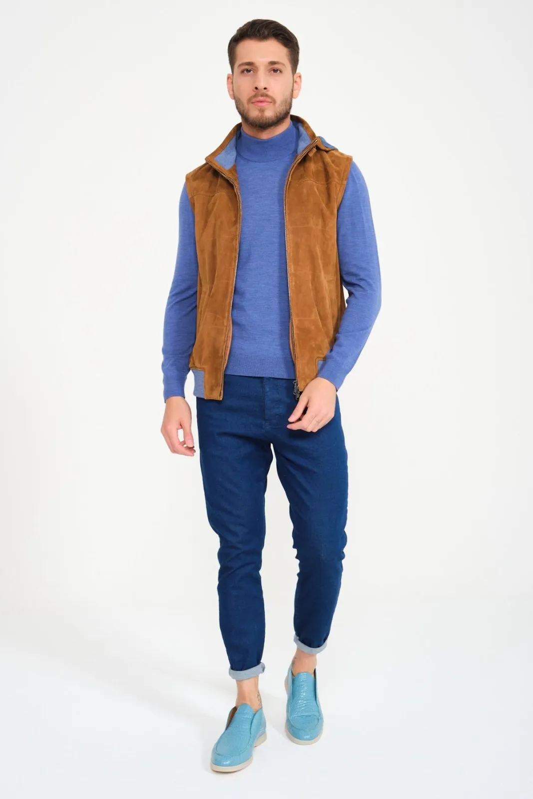 Camel Suede Leather Vest
