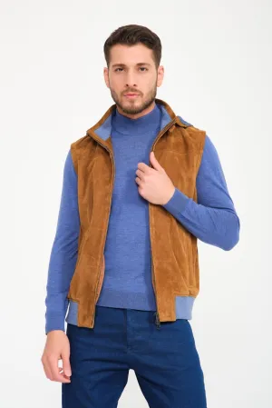 Camel Suede Leather Vest