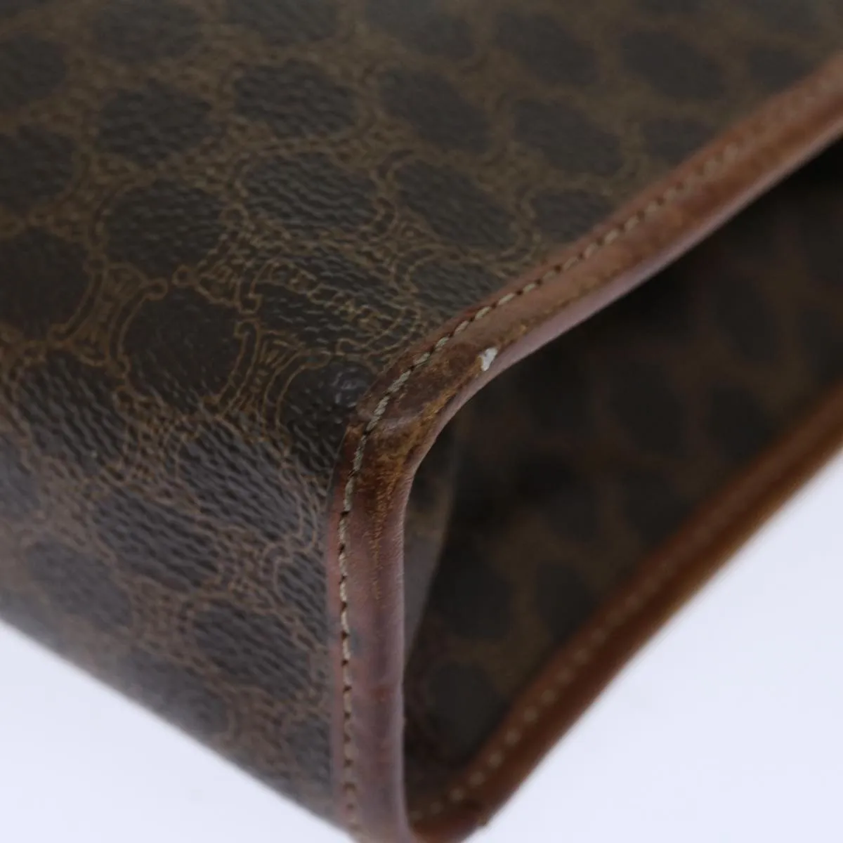 CELINE Macadam Canvas Clutch Bag PVC Brown Auth 68199