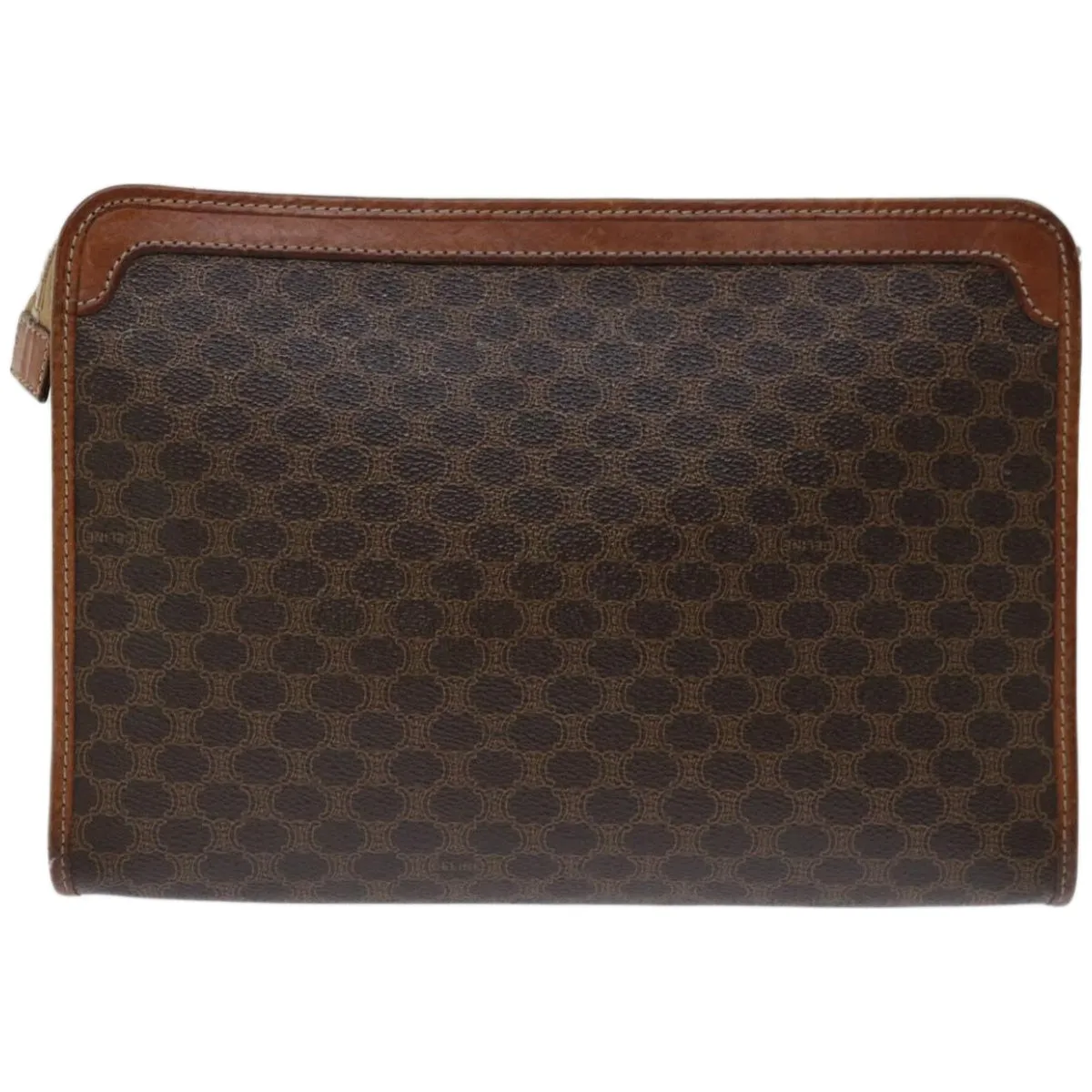 CELINE Macadam Canvas Clutch Bag PVC Brown Auth 68199