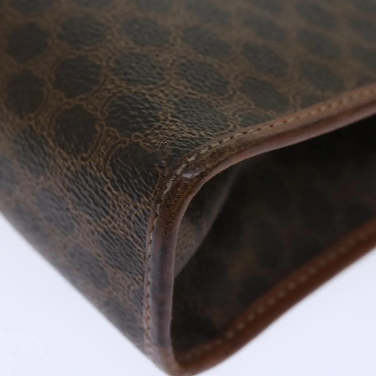 CELINE Macadam Canvas Clutch Bag PVC Brown Auth 68199