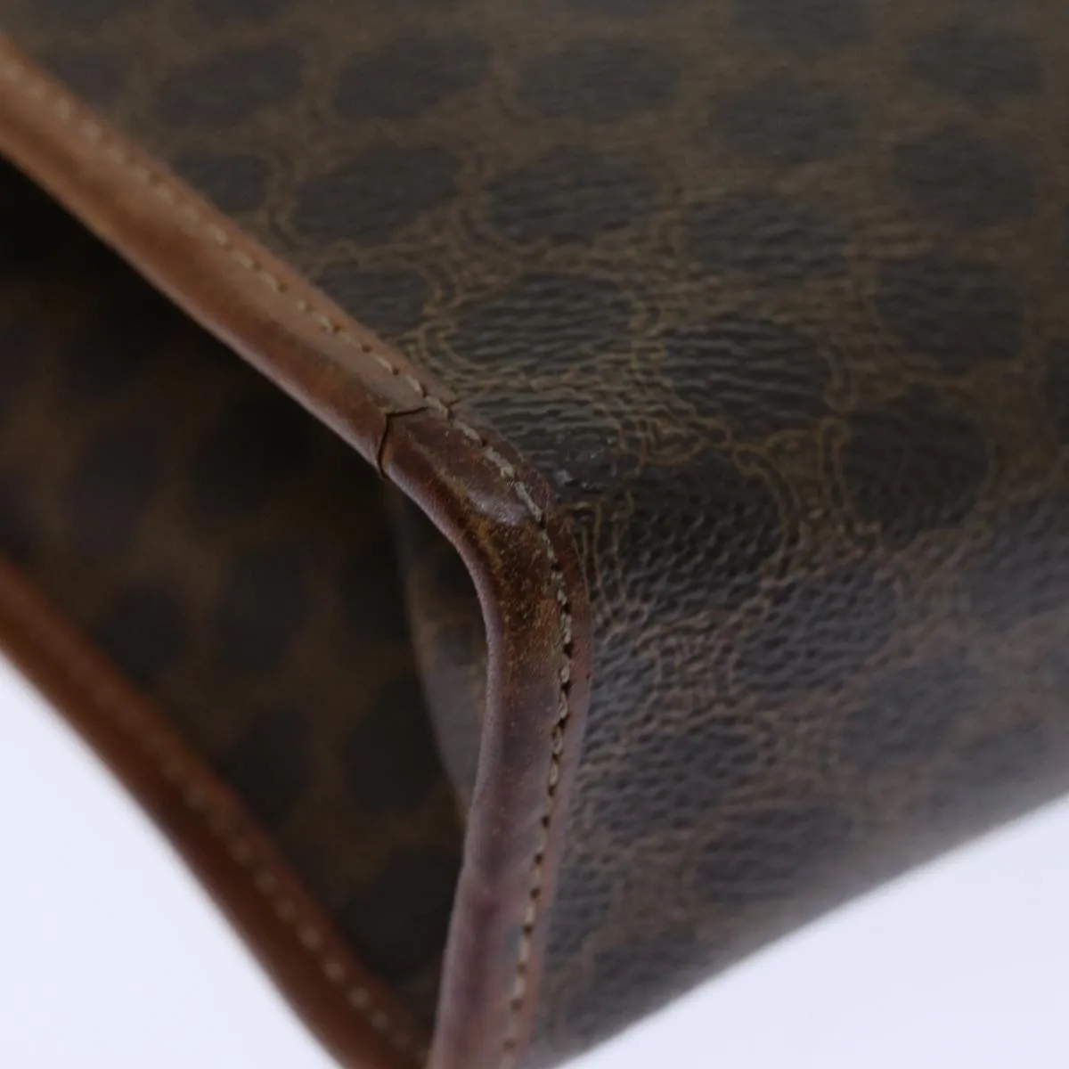 CELINE Macadam Canvas Clutch Bag PVC Brown Auth 68199