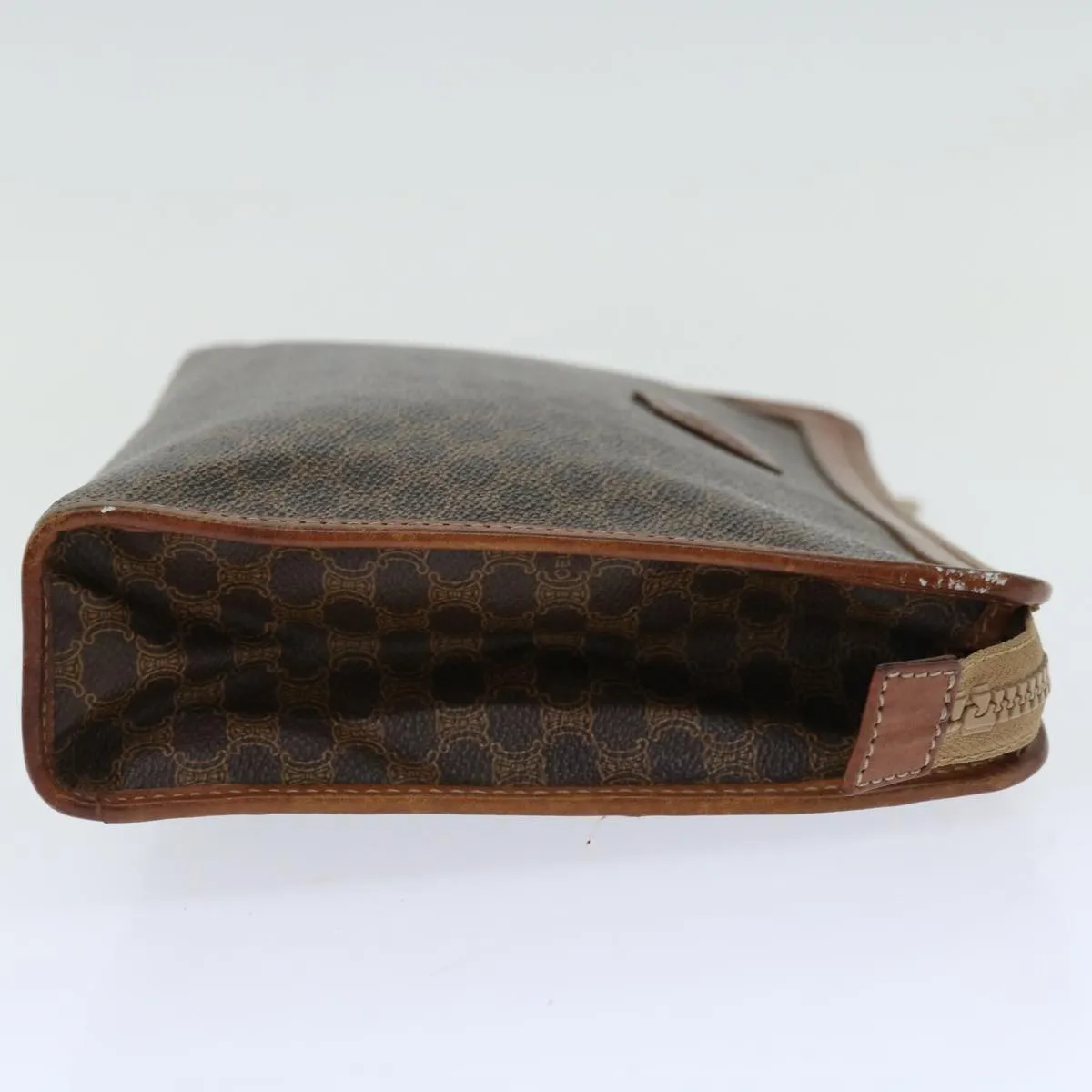 CELINE Macadam Canvas Clutch Bag PVC Brown Auth 68199