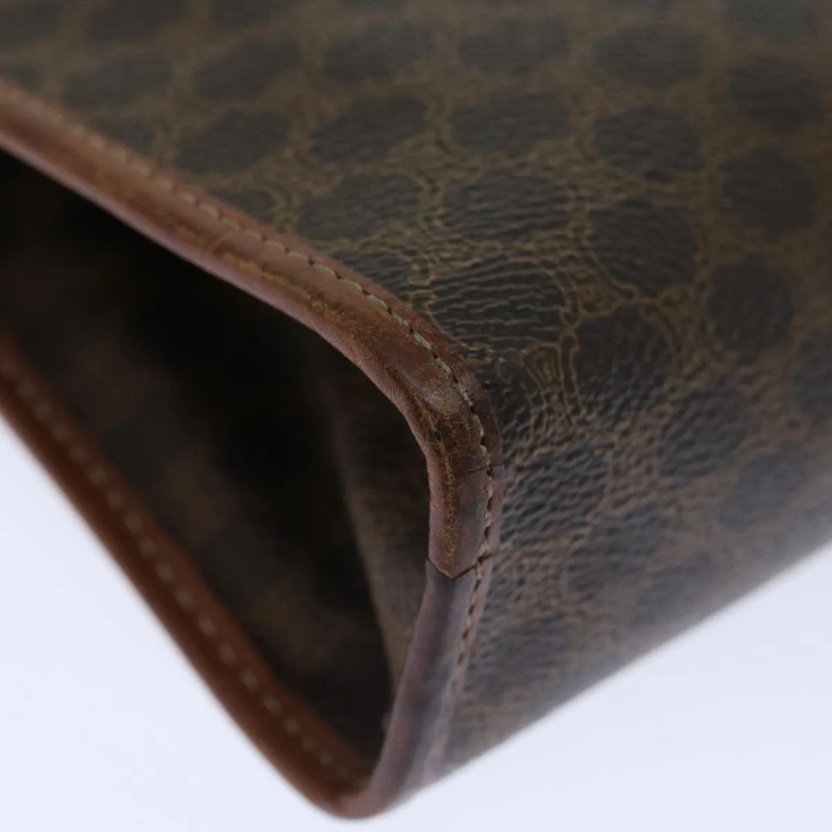 CELINE Macadam Canvas Clutch Bag PVC Brown Auth 68199