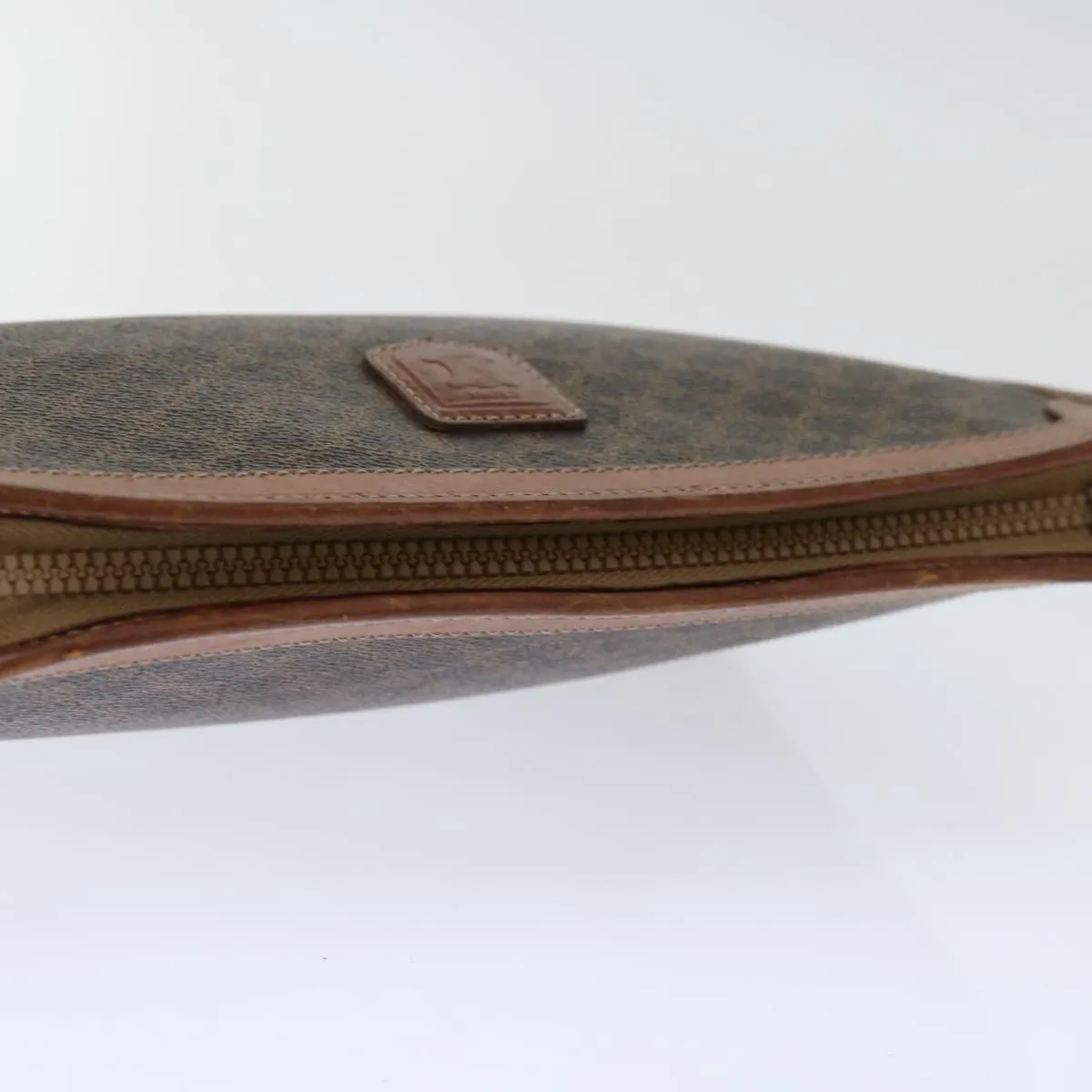 CELINE Macadam Canvas Clutch Bag PVC Brown Auth 68199