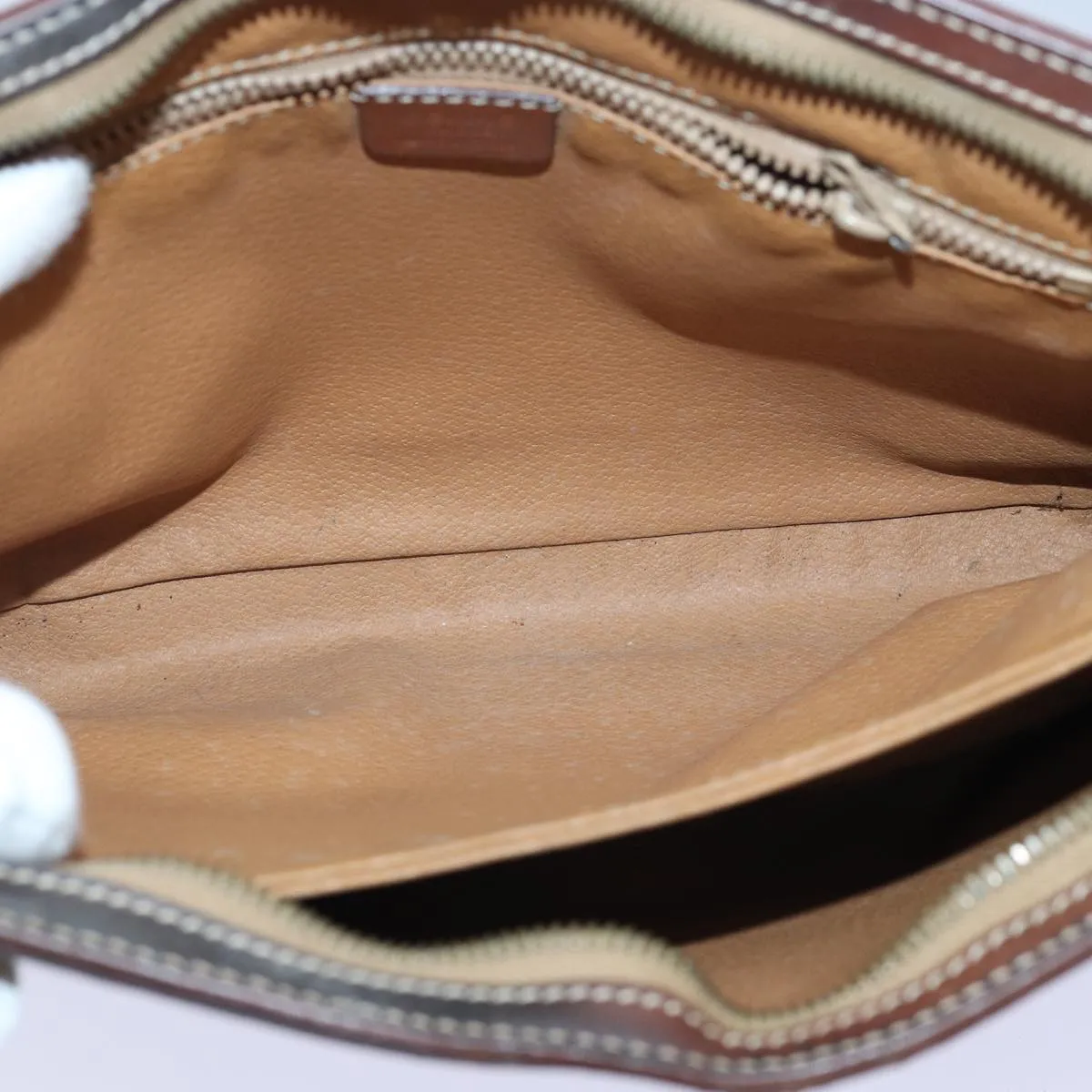 CELINE Macadam Canvas Clutch Bag PVC Leather 2Set Brown Auth bs15845
