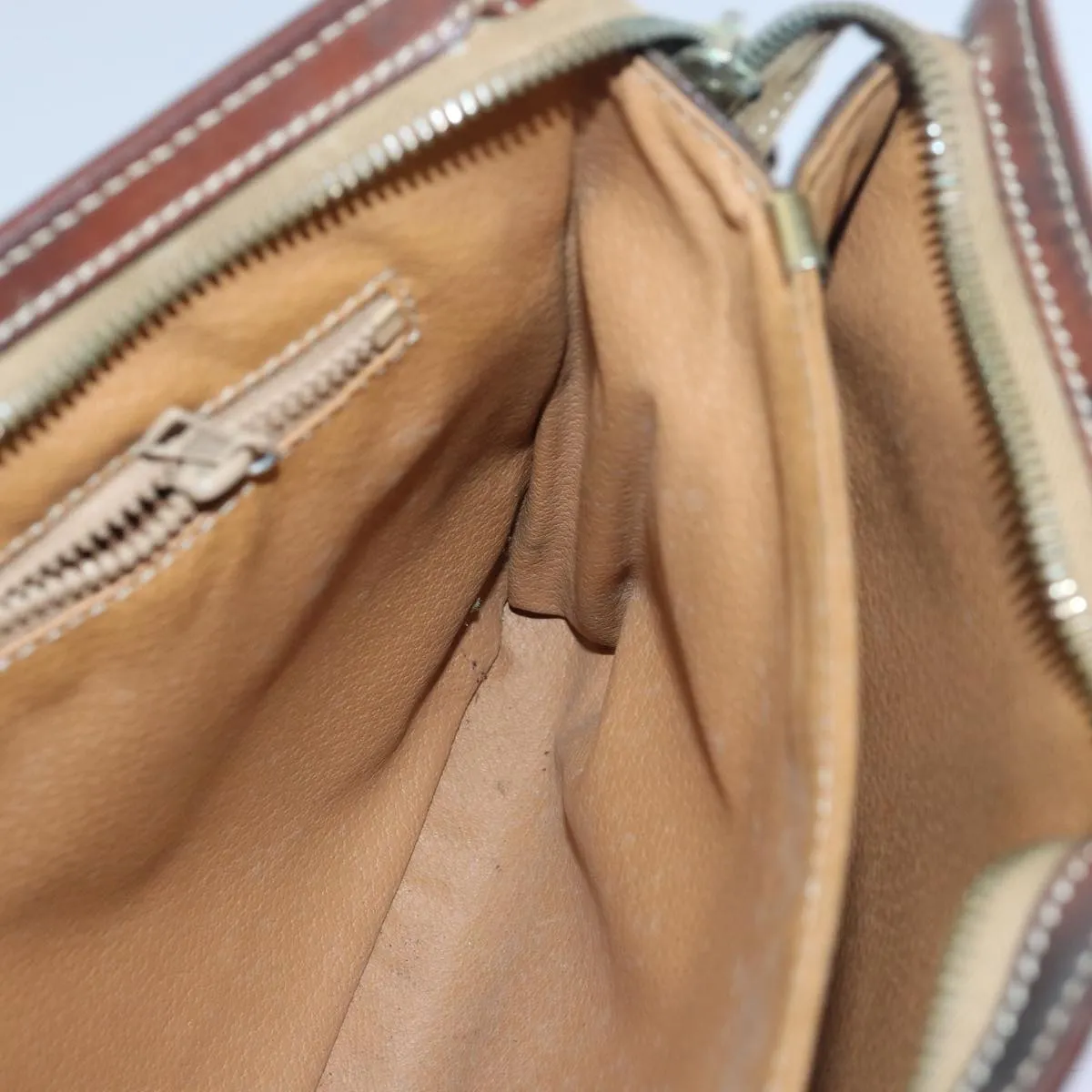 CELINE Macadam Canvas Clutch Bag PVC Leather 2Set Brown Auth bs15845