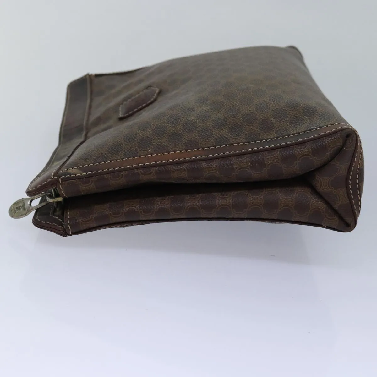 CELINE Macadam Canvas Clutch Bag PVC Leather 2Set Brown Auth bs15845