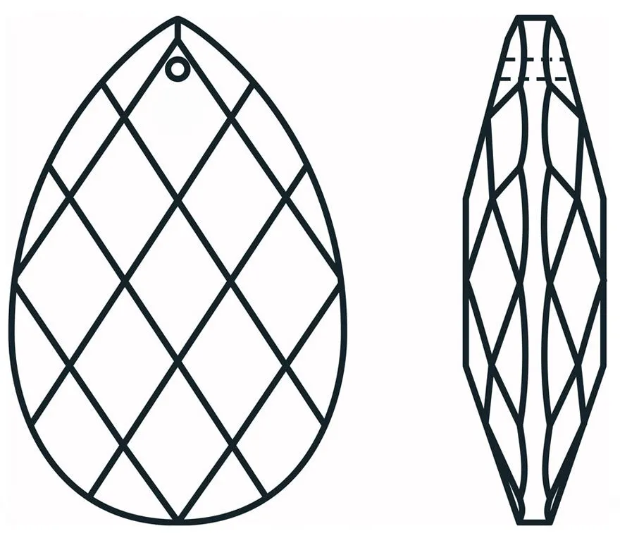 Classic Almond Crystal 2.5 inches Clear Prism with One Hole on Top