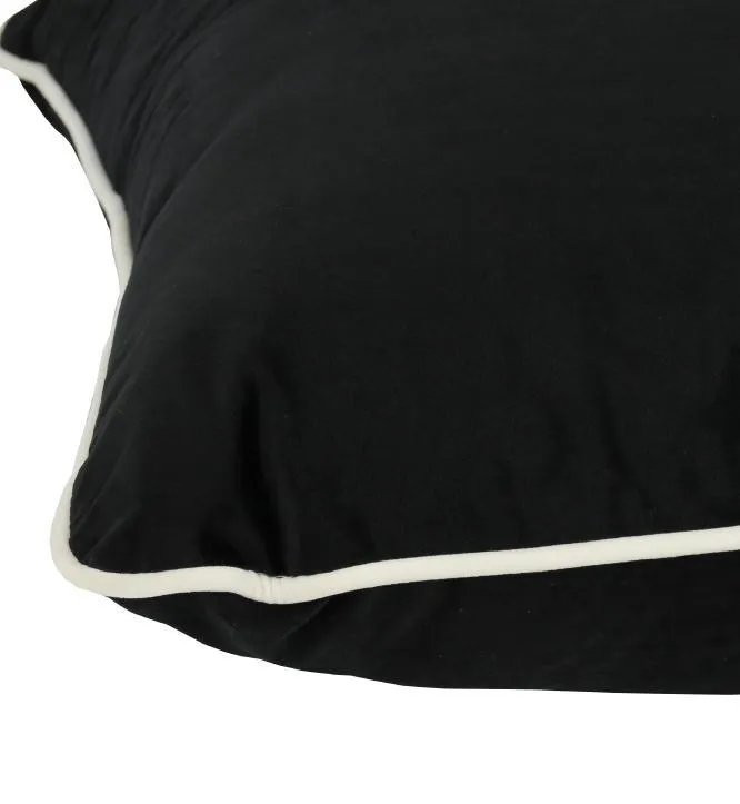 Coco Piped Velvet Cushions - Black ( White Trim )