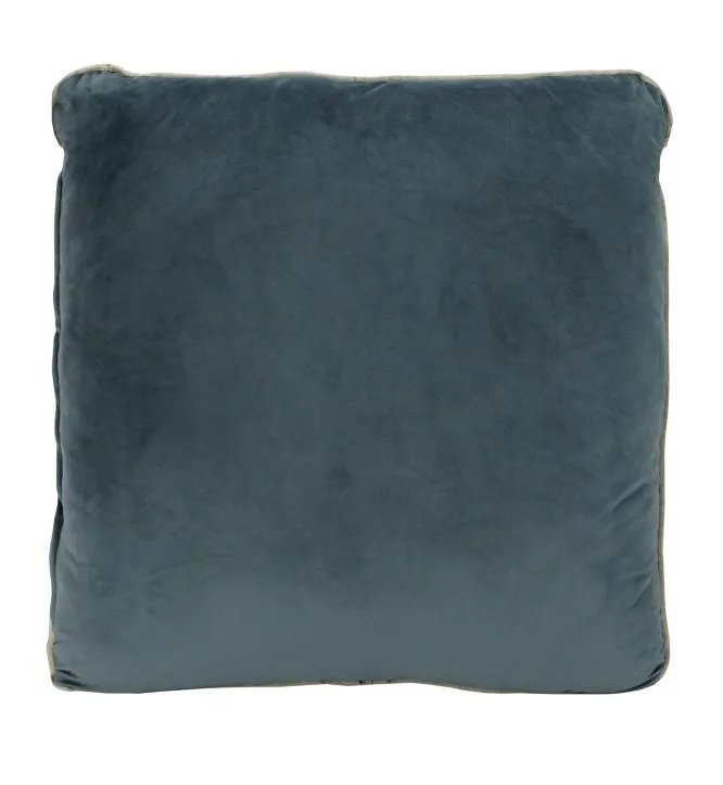 Coco Piped Velvet Cushions - Steel Blue ( Gold Trim )