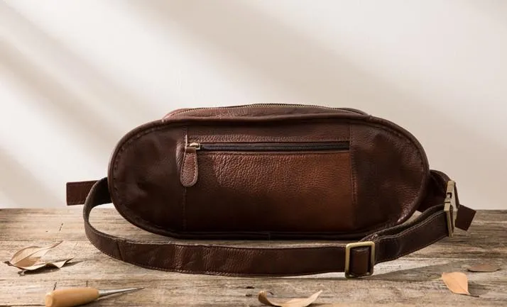 Coffee Cool Leather Fanny Packs Mens Waist Bag Hip Pack Belt Bag for Men