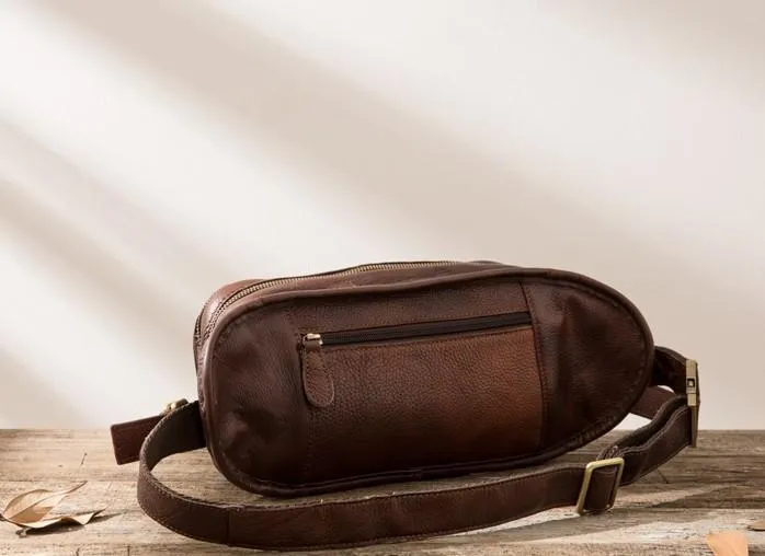 Coffee Cool Leather Fanny Packs Mens Waist Bag Hip Pack Belt Bag for Men