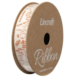 Cotton Ribbon, Coffee Brass- 15mm x 3m