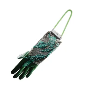 【COUTURE】 Lace Leather 2-way Glove-clutch with Strap and Fine Austrian Crystals (1pc)