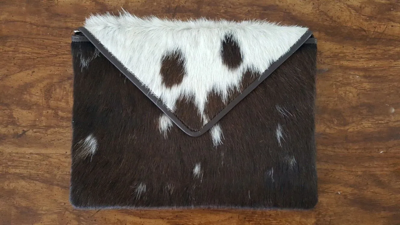 Cowhide Clutch Purse Envelope Wallet Organizer Wrist Purse
