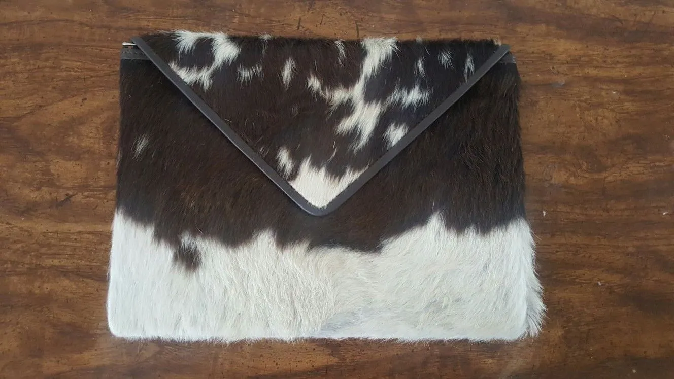 Cowhide Clutch Purse Envelope Wallet Organizer Wrist Purse