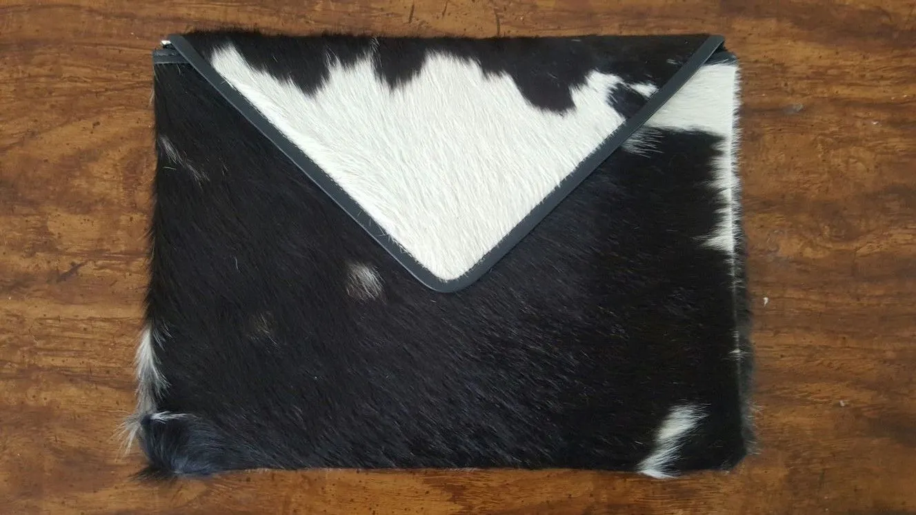 Cowhide Clutch Purse Envelope Wallet Organizer Wrist Purse
