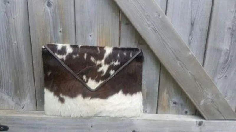 Cowhide Clutch Purse Envelope Wallet Organizer Wrist Purse