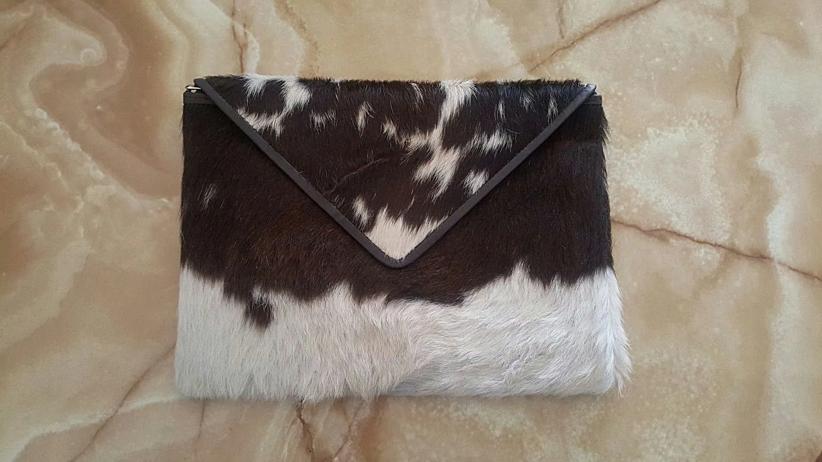 Cowhide Clutch Purse Envelope Wallet Organizer Wrist Purse