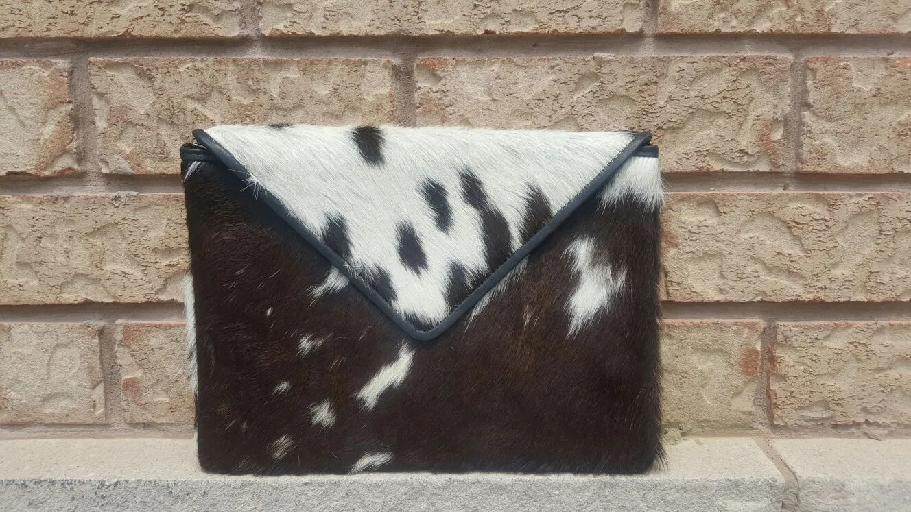 Cowhide Clutch Purse Envelope Wallet Organizer Wrist Purse