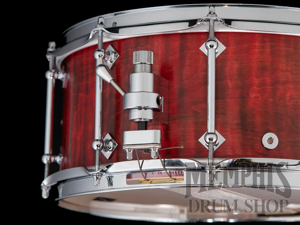 Craviotto 14x6.5 Private Reserve Burned Curly Maple Snare Drum - Red Stain