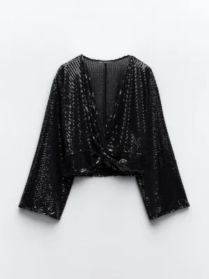 Cropped sequin top