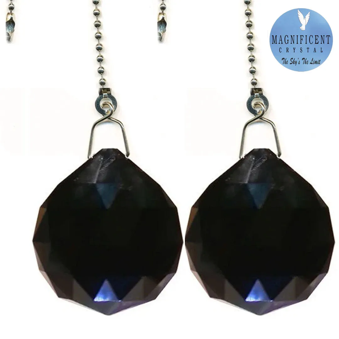 Crystal Fan Pulls 30mm Black Faceted Ball Prism Magnificent Brand