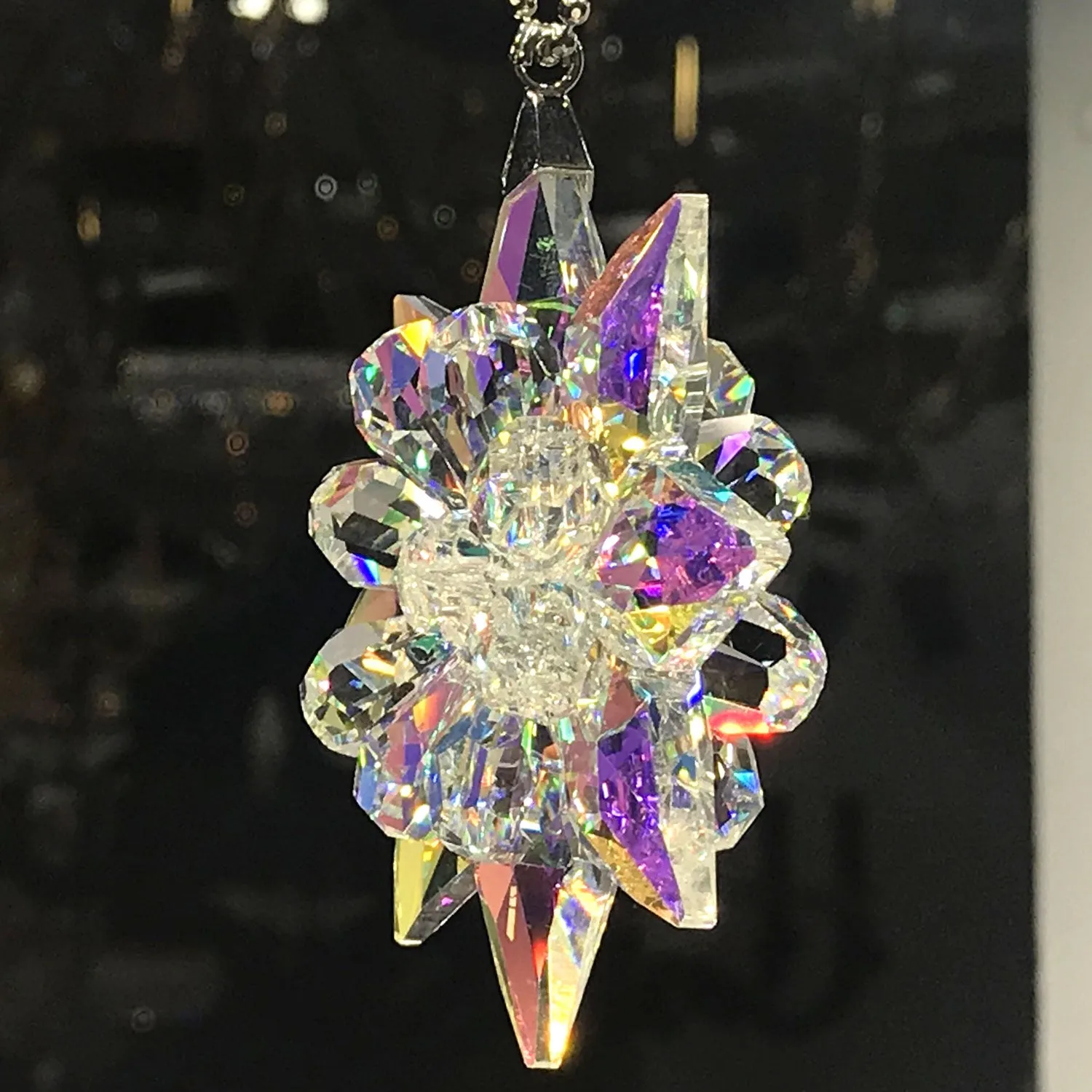 Crystal Ornament Aurora Borealis and clear Star Prism Colorful Magnificent Crystals 3-inch