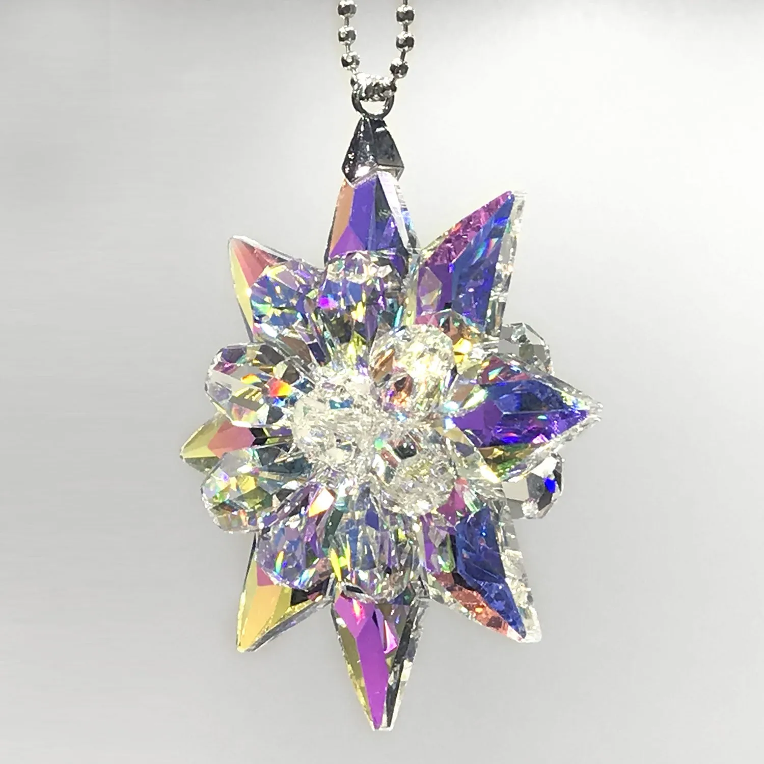 Crystal Ornament Aurora Borealis and clear Star Prism Colorful Magnificent Crystals 3-inch