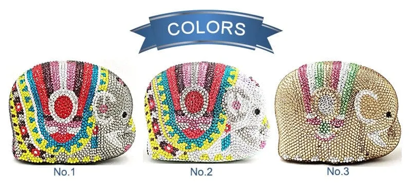Cute Mini Elephant Full Rhinestone Purse Clutch