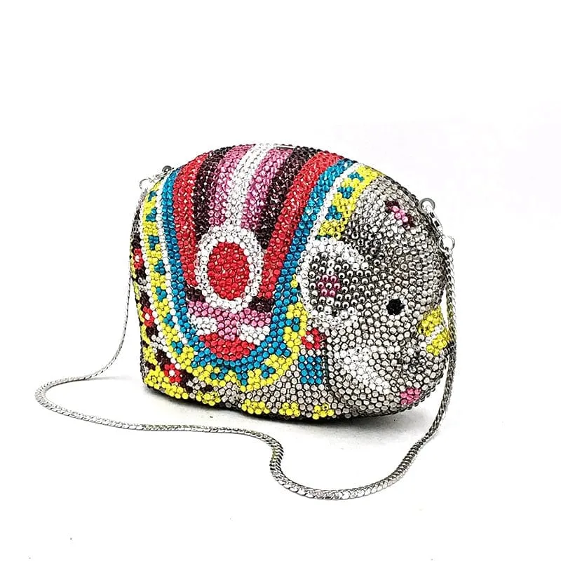 Cute Mini Elephant Full Rhinestone Purse Clutch