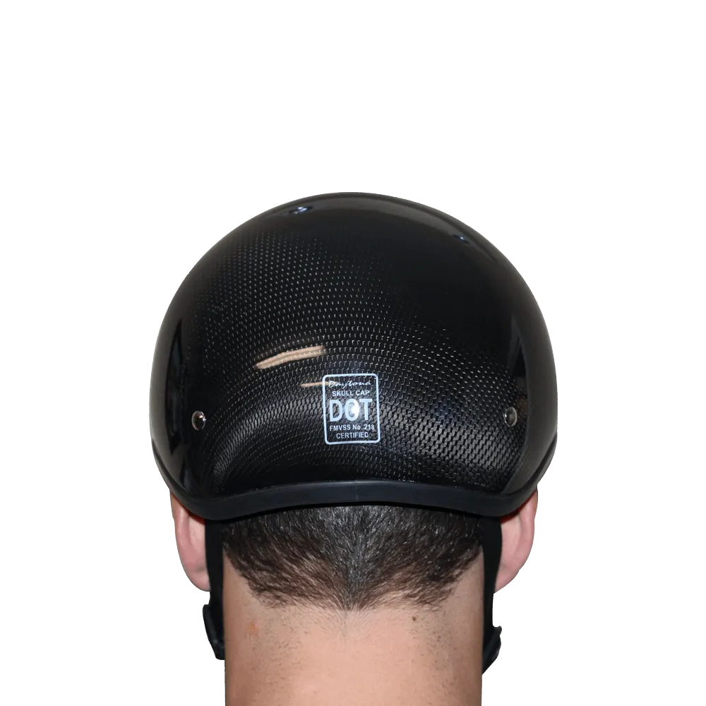 D2-GNS D.O.T. Daytona Skull Cap - Grey Carbon Fiber Helmet