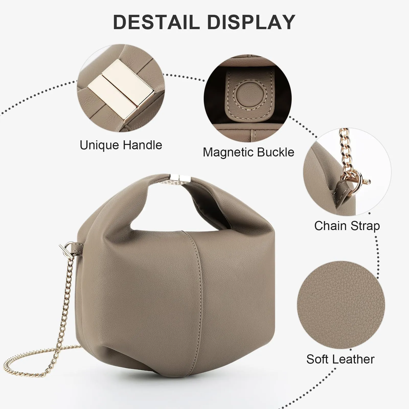 Designer Editon Grained Texured Taupe Crossbody Handbag