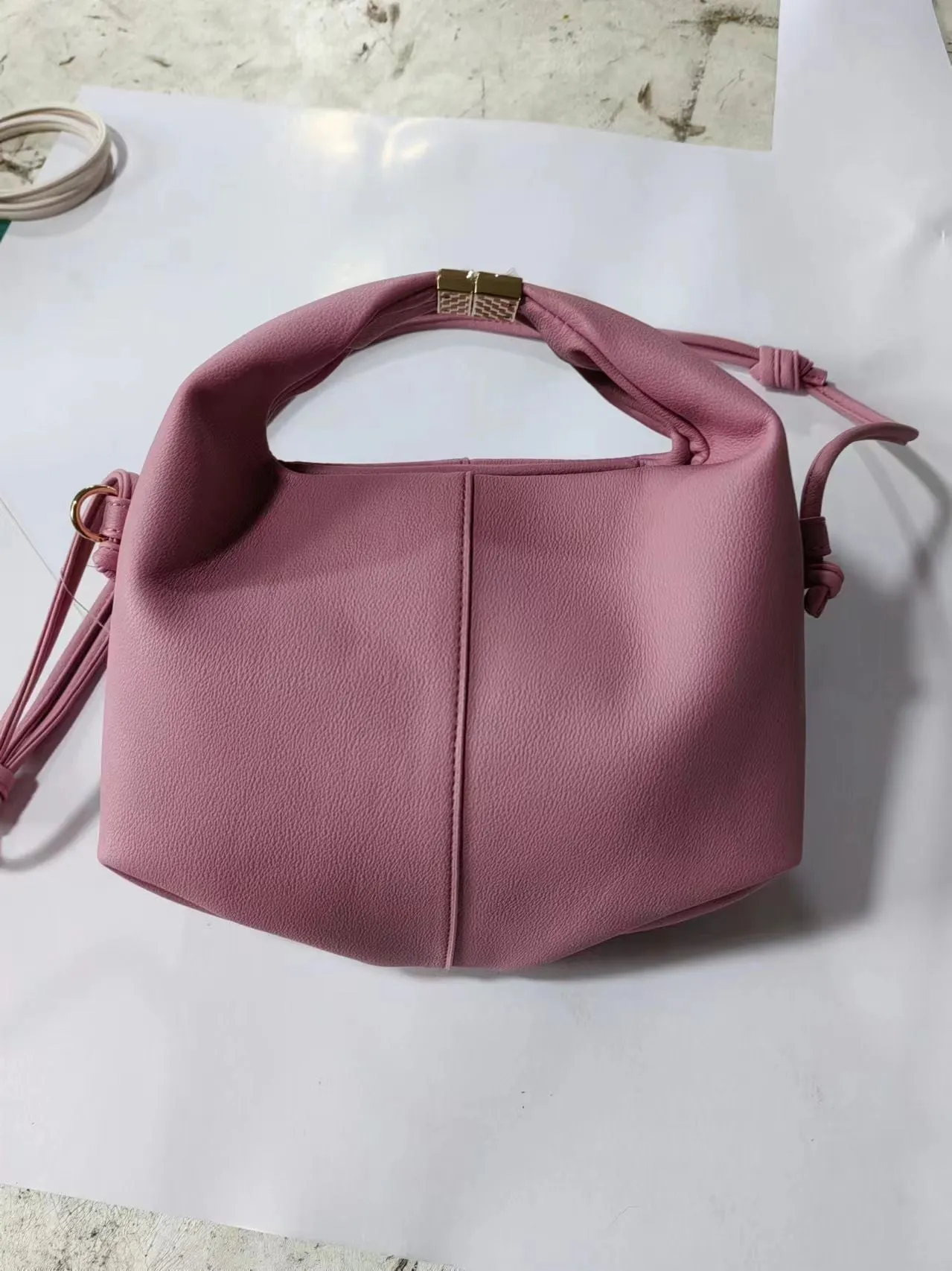 Designer Editon Grained Texured Taupe Crossbody Handbag