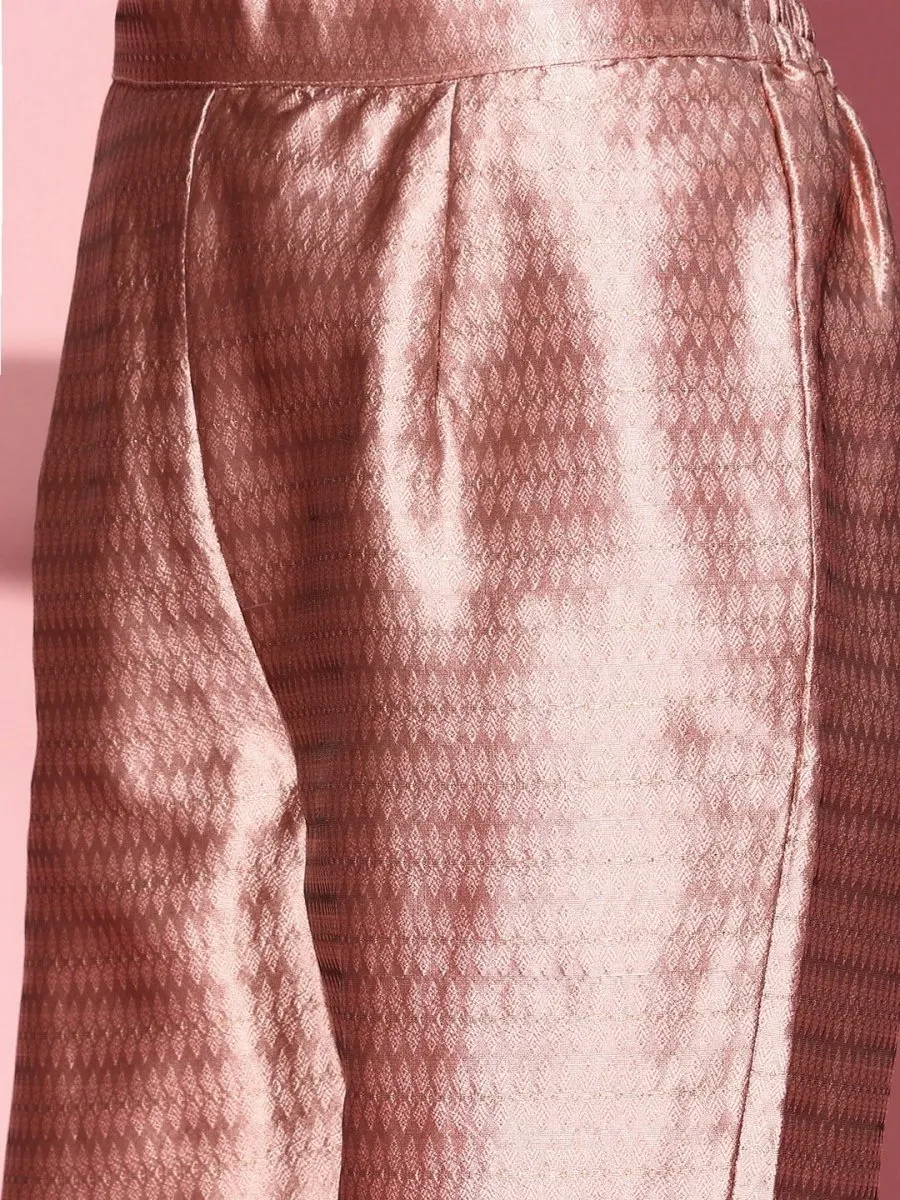 Dirty Pink Woven Kurta with Sharara and Dupatta