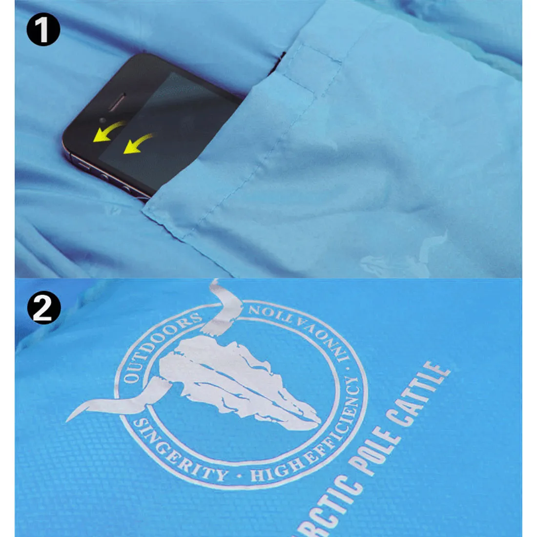 Double Camping Envelope Twin Sleeping Bag Thermal Tent Hiking Winter -10° C - blue