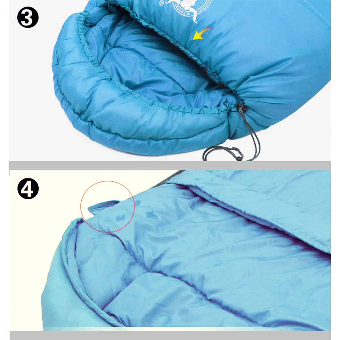 Double Camping Envelope Twin Sleeping Bag Thermal Tent Hiking Winter -10° C - blue