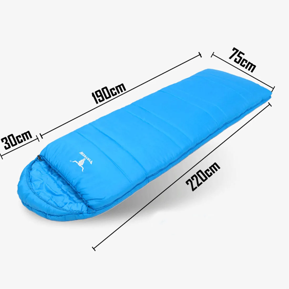 Double Camping Envelope Twin Sleeping Bag Thermal Tent Hiking Winter -10° C - blue