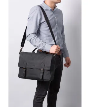 'Edgar' Vintage Black Leather Briefcase