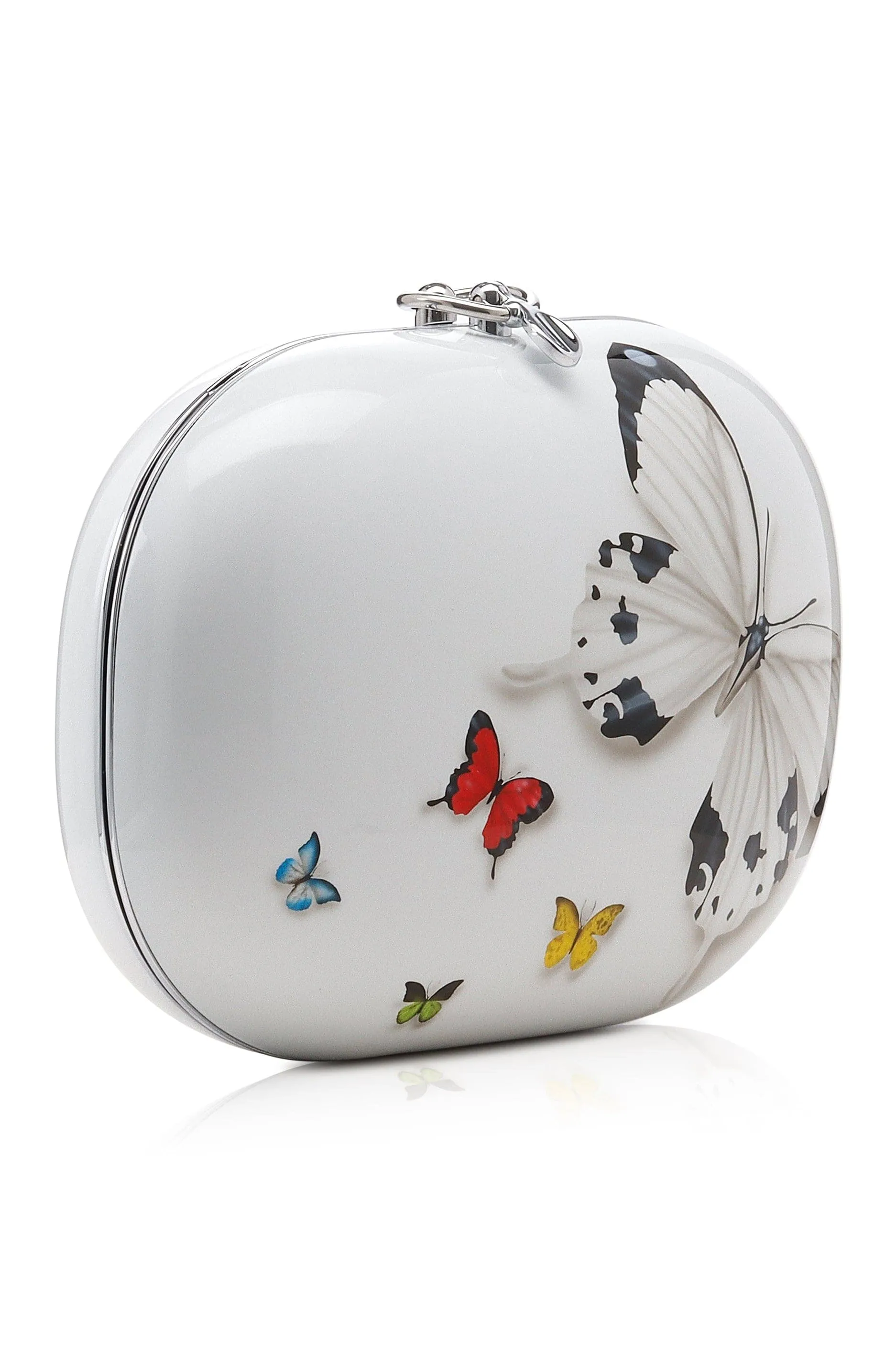 Elina White Butterfly Clutch