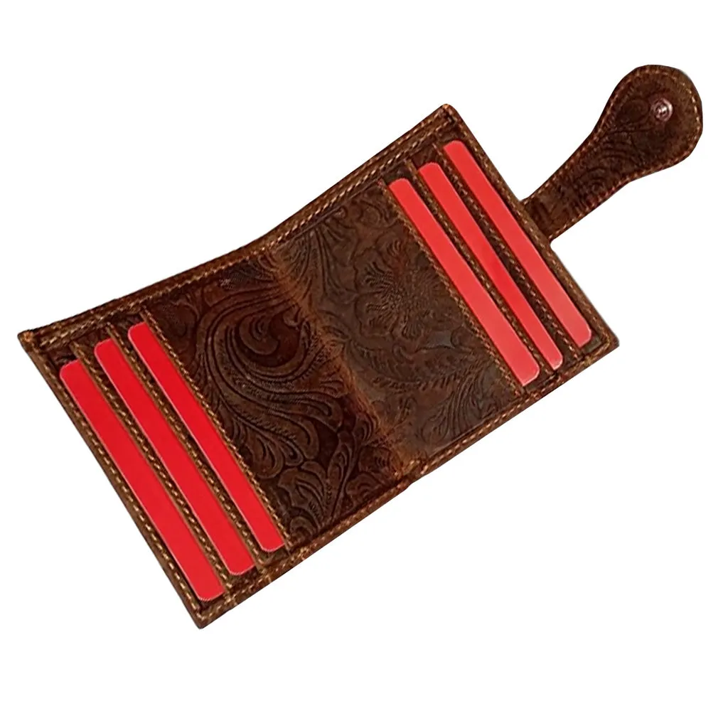Embossed Leather Card Organizer Wallet - 3007