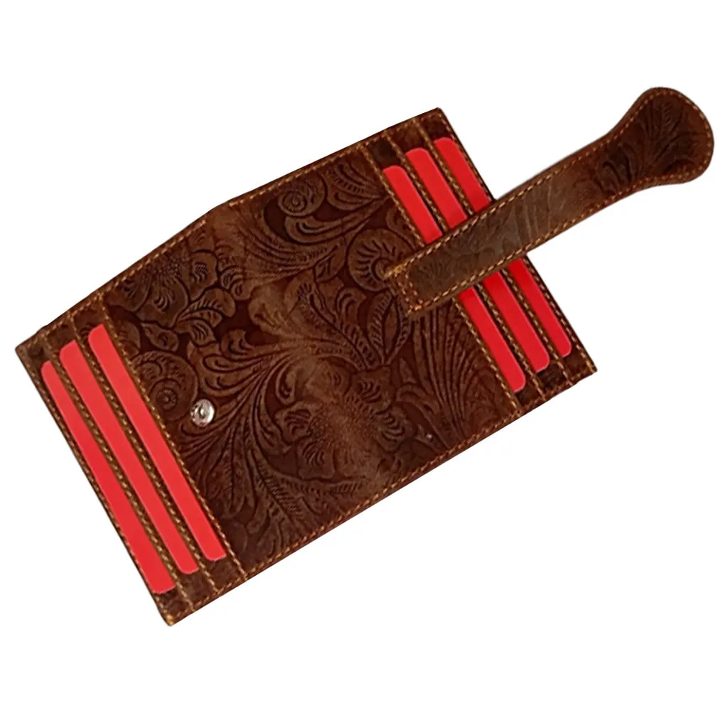 Embossed Leather Card Organizer Wallet - 3007