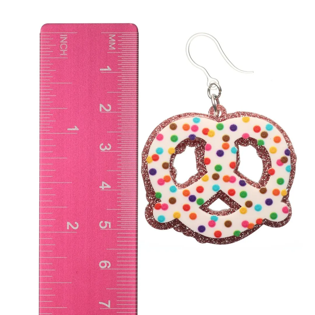 Exaggerated Frosted Pretzel Dangles Hypoallergenic Earrings for Sensitive Ears Made with Plastic Posts