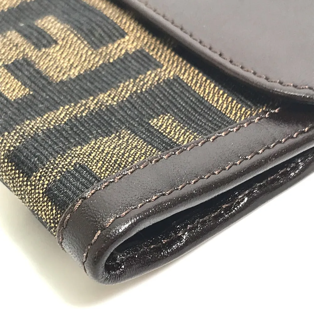 FENDI Long Wallet Purse 2804-01339 Canvas / leather Brown Zucca Bill Compartment mens Used