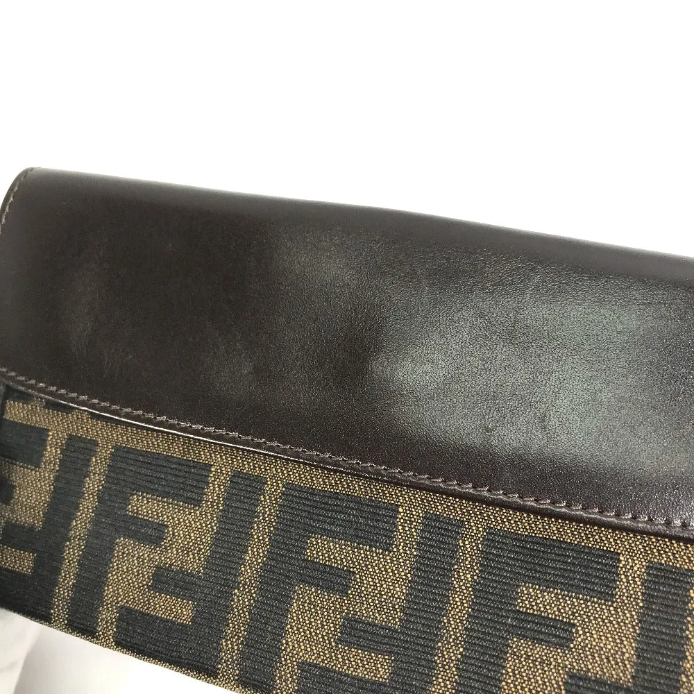 FENDI Long Wallet Purse 2804-01339 Canvas / leather Brown Zucca Bill Compartment mens Used
